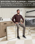 Triple-door medicine cabinet with reinforced aluminum frame, weight bearing demo