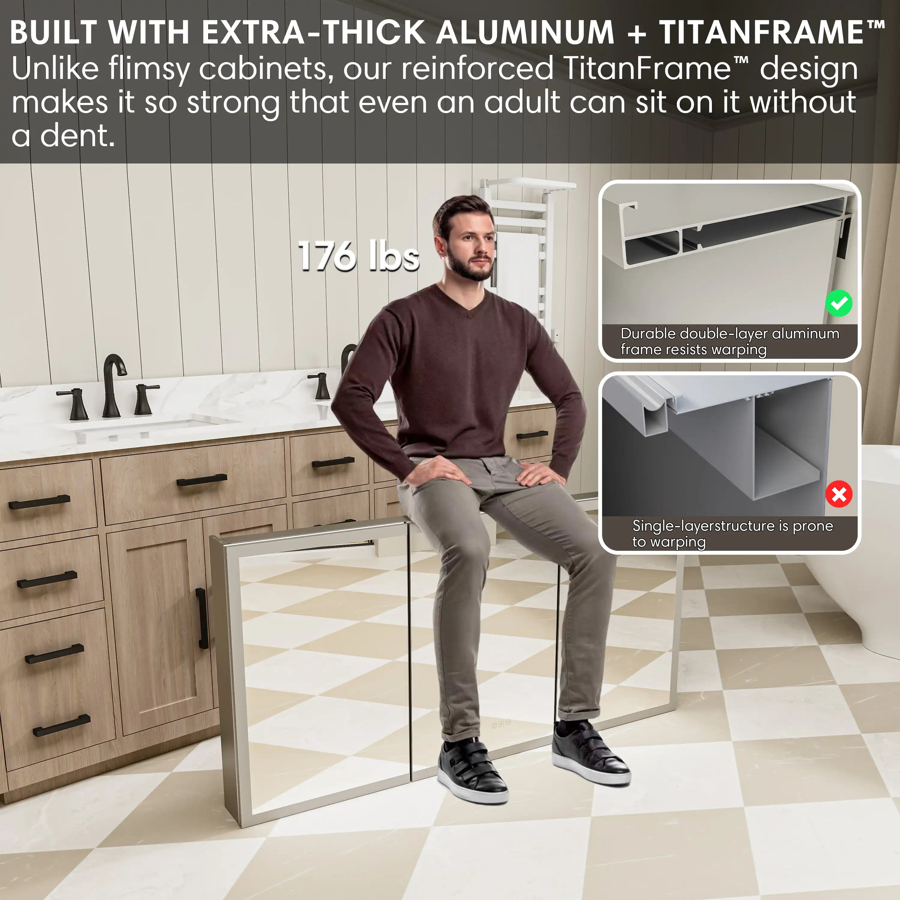Reinforced aluminum medicine cabinet frame