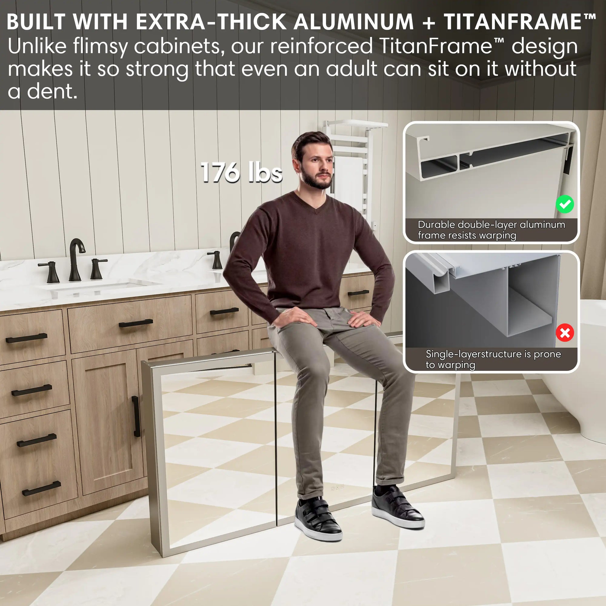 Reinforced aluminum medicine cabinet frame