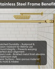 Stainless steel top frame benefits of gold frameless shower door, size 60 x 74 | Ace Decor