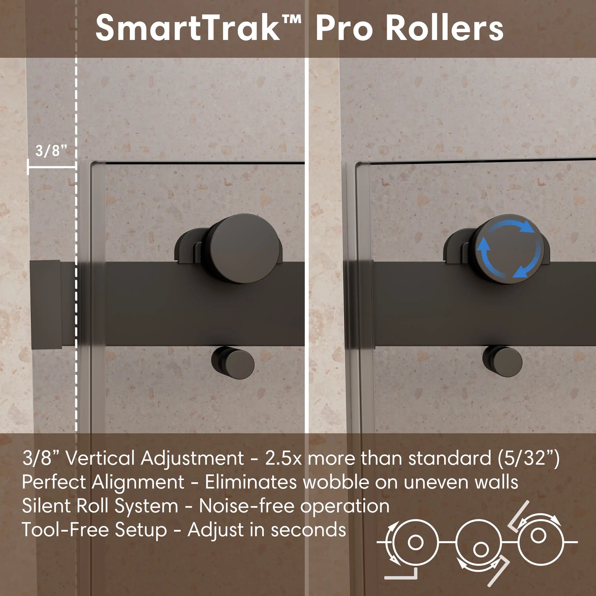 48&quot; x 74&quot; Black Frameless Double Sliding Shower Door with Soft-Close - Leak-Proof, Easy-Clean