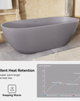 Stone Resin Freestanding Soaking Bathtub  color:Matte Gray