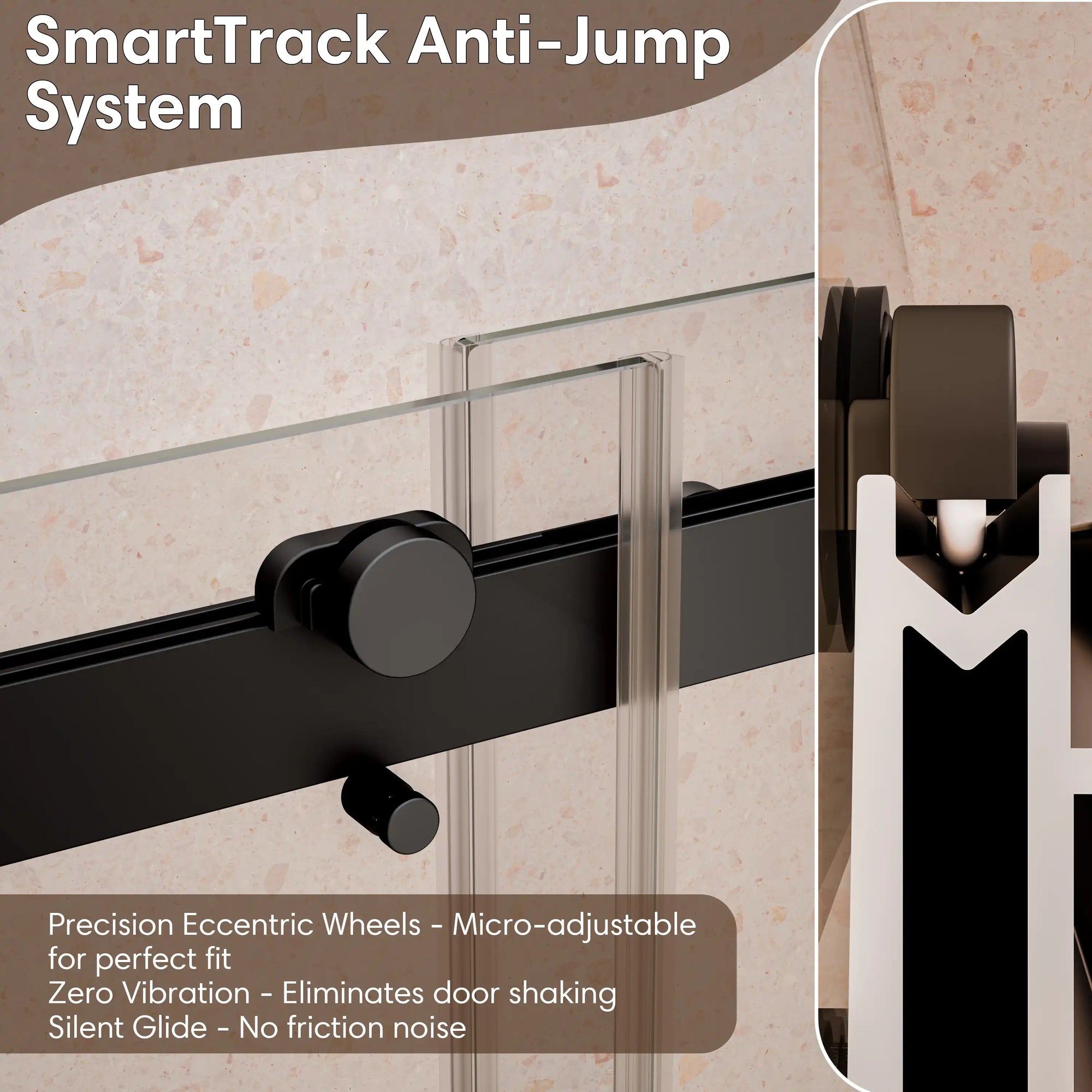 48&quot; x 74&quot; Black Frameless Double Sliding Shower Door with Soft-Close - Leak-Proof, Easy-Clean