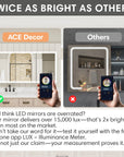 LED medicine cabinet mirror twice as bright as others.