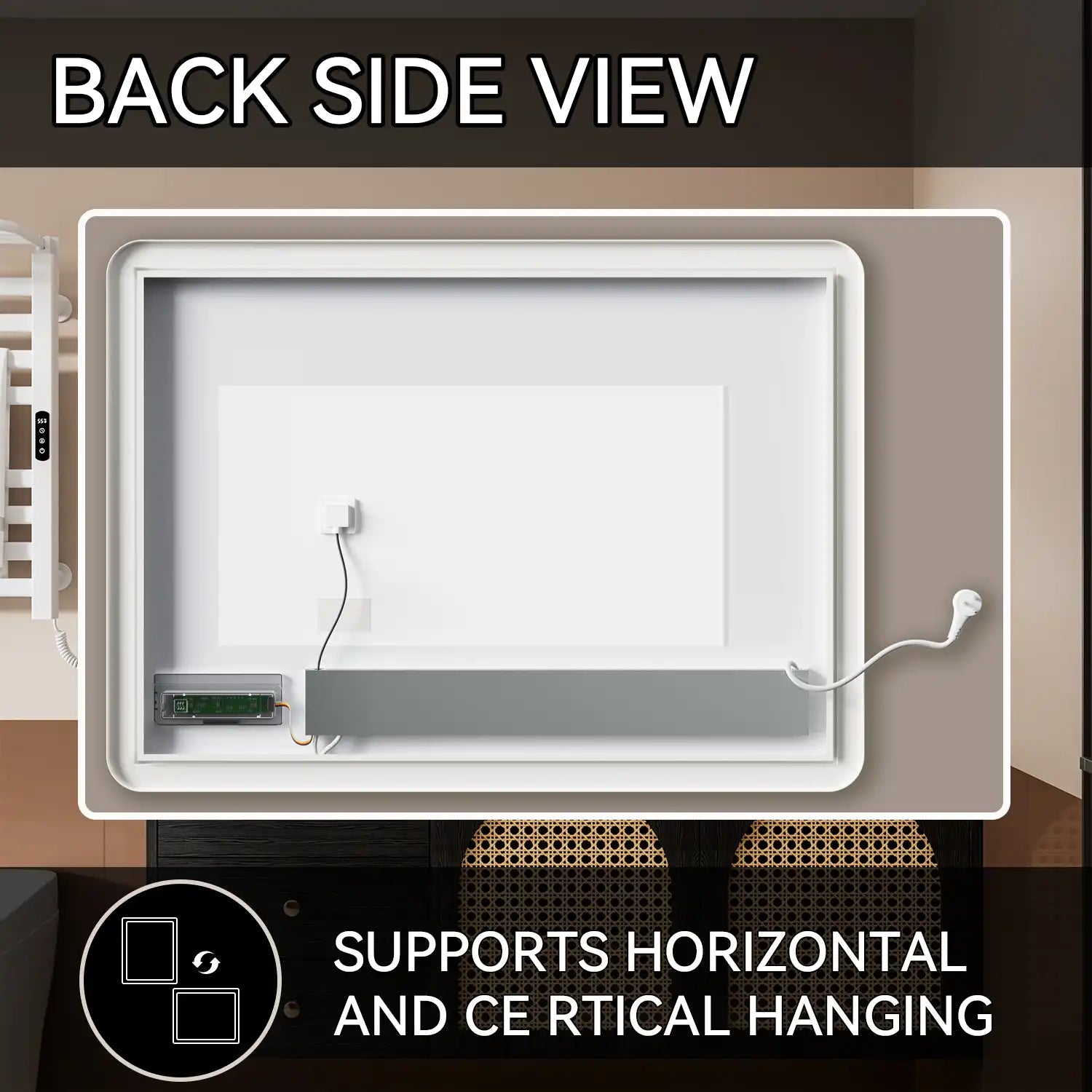 Rectangular Framed Dimmable Anti-Fog LED Wall Bathroom Vanity Mirror