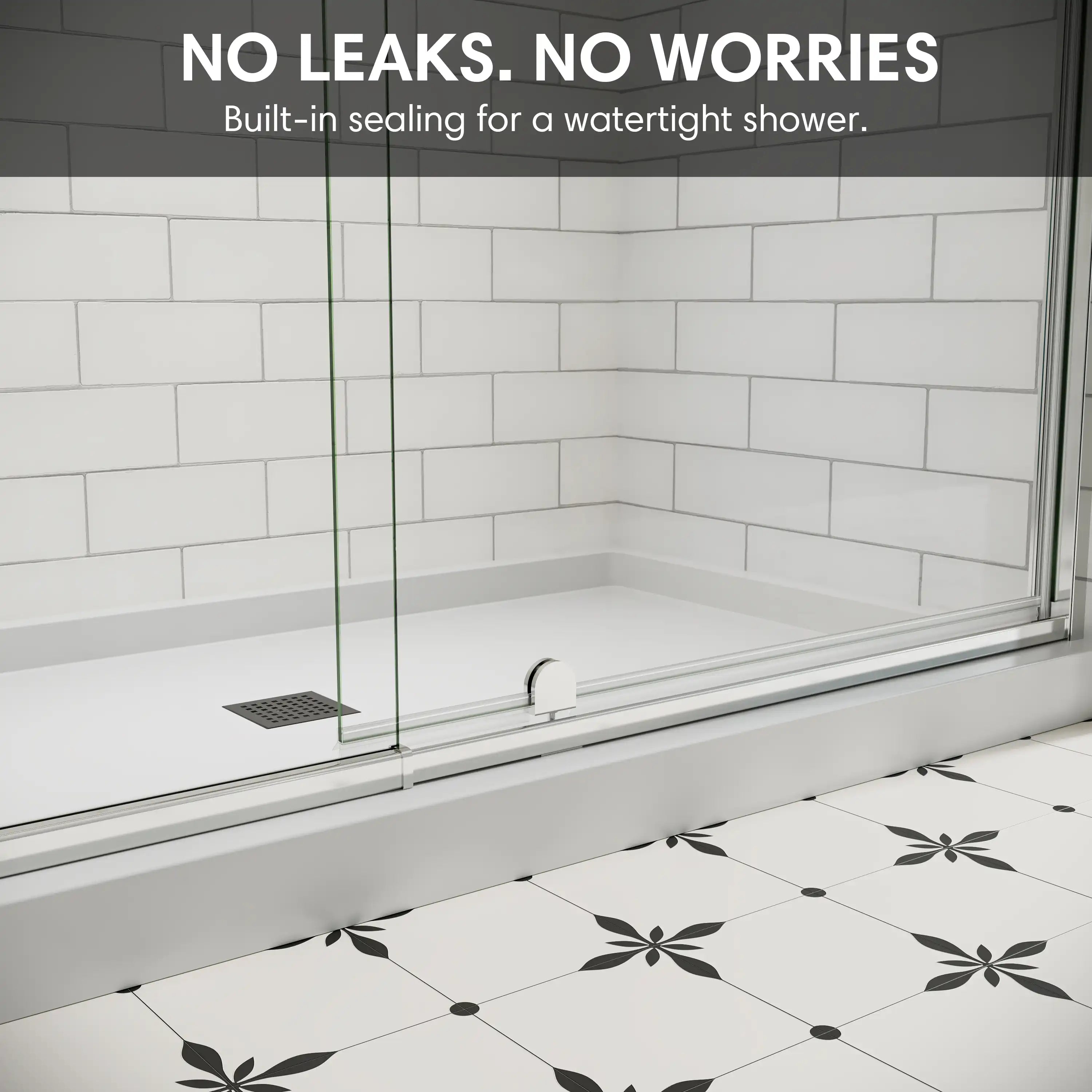 Waterproof sealing design of pivot shower door ensures no leaks and a watertight shower | Ace Decor