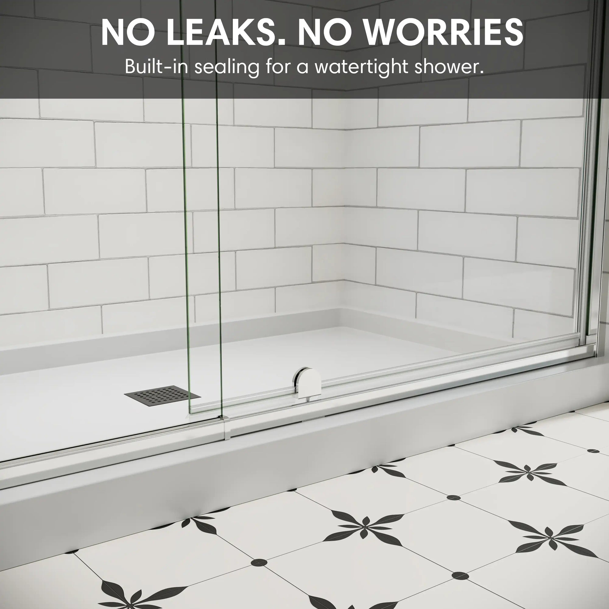 Waterproof sealing design of pivot shower door ensures no leaks and a watertight shower | Ace Decor