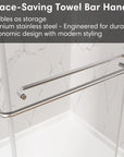 Montra Series 60" x 70" Strong Framed Shower Door with 6mm Tempered Glass in Chrome - No Leaks, No Wobble