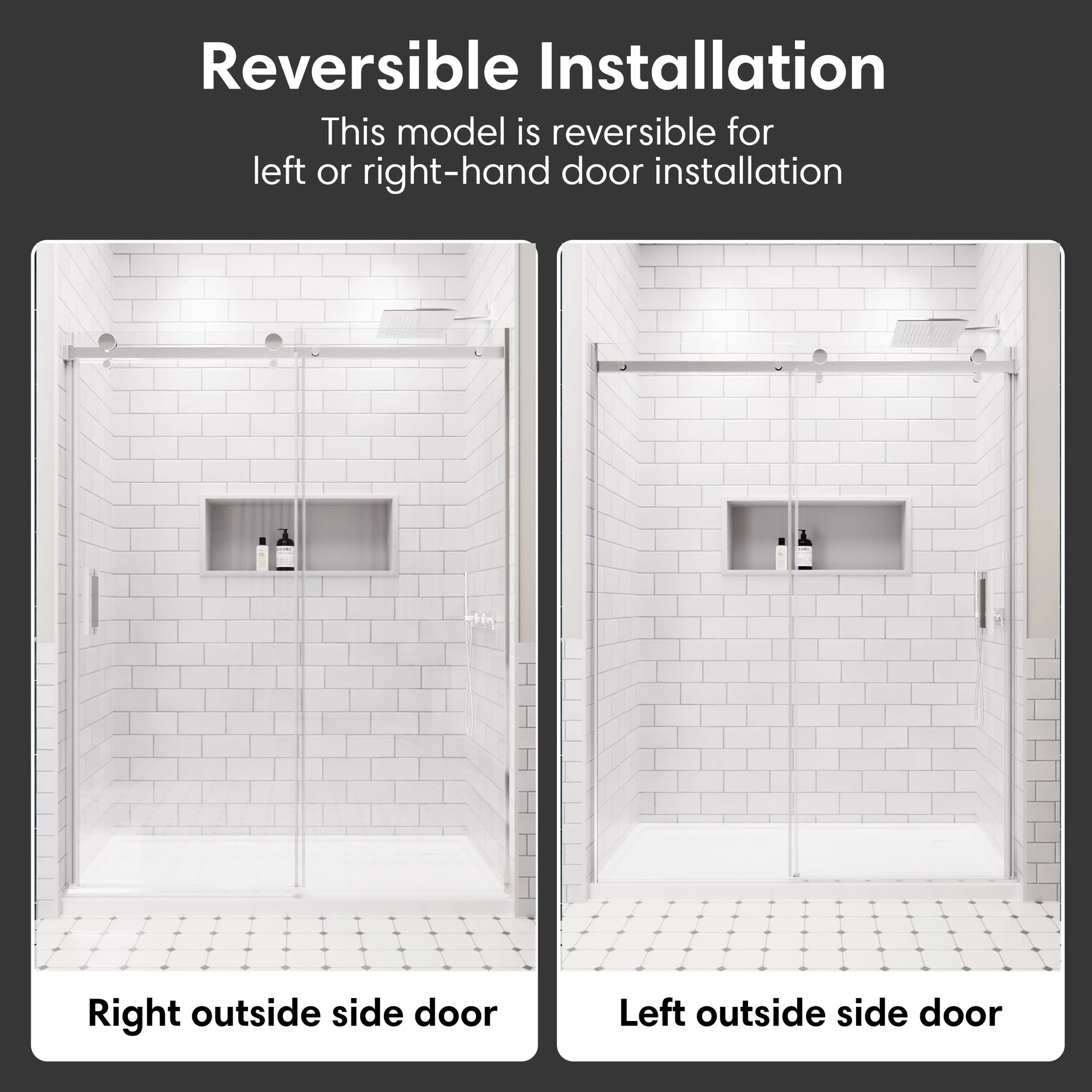 Lumora Series 60&quot; x 74&quot; Frameless Single Sliding Shower Door - Chrome