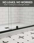Waterproof sealing design preventing leaks for 36 x 72 36 pivot shower door with matte black frame | Ace Decor