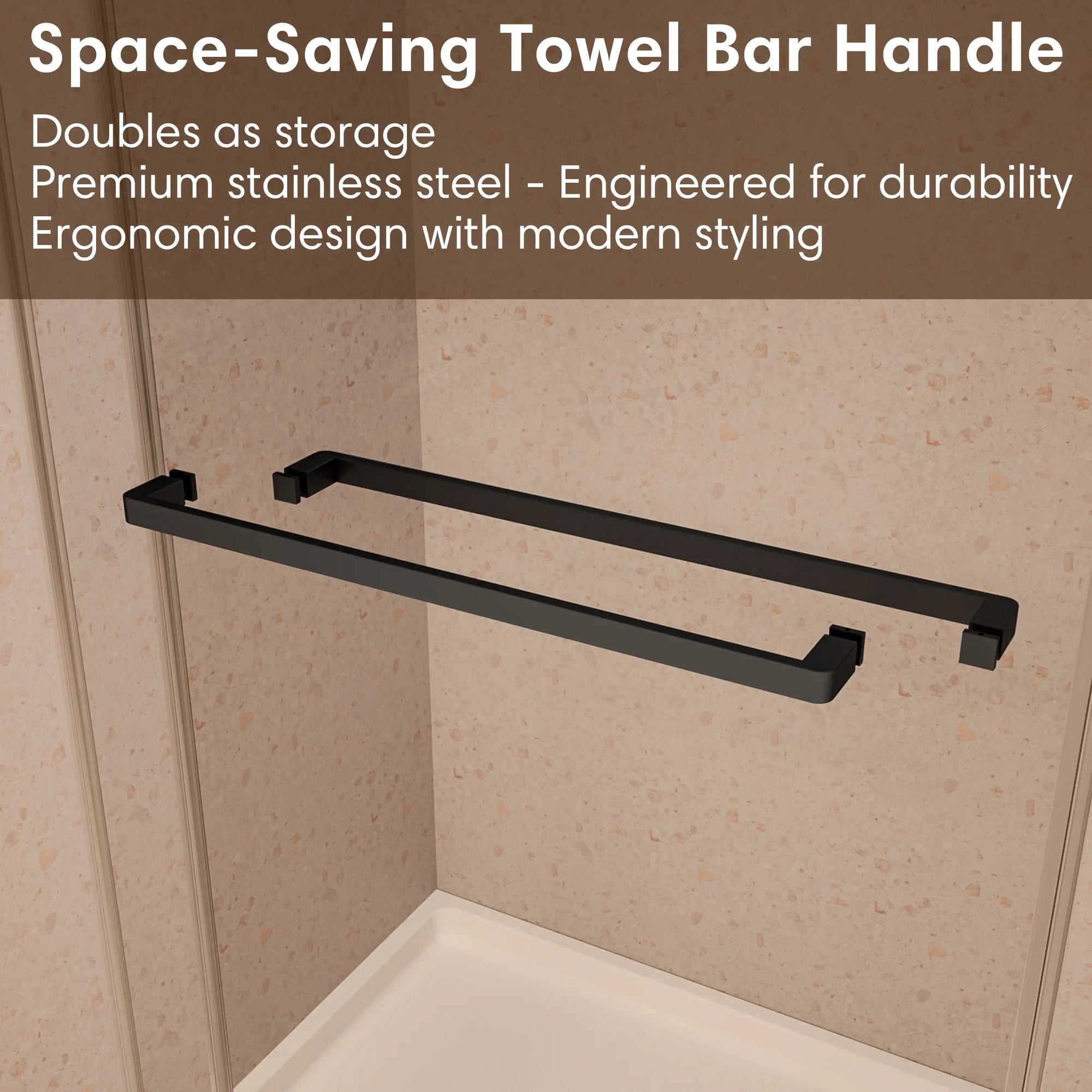 48&quot; x 74&quot; Black Frameless Double Sliding Shower Door with Soft-Close - Leak-Proof, Easy-Clean