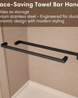 48" x 74" Black Frameless Double Sliding Shower Door with Soft-Close - Leak-Proof, Easy-Clean