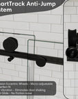 SmartTrack anti-jump system for black frameless sliding shower door, size 60 x 74 | Ace Decor