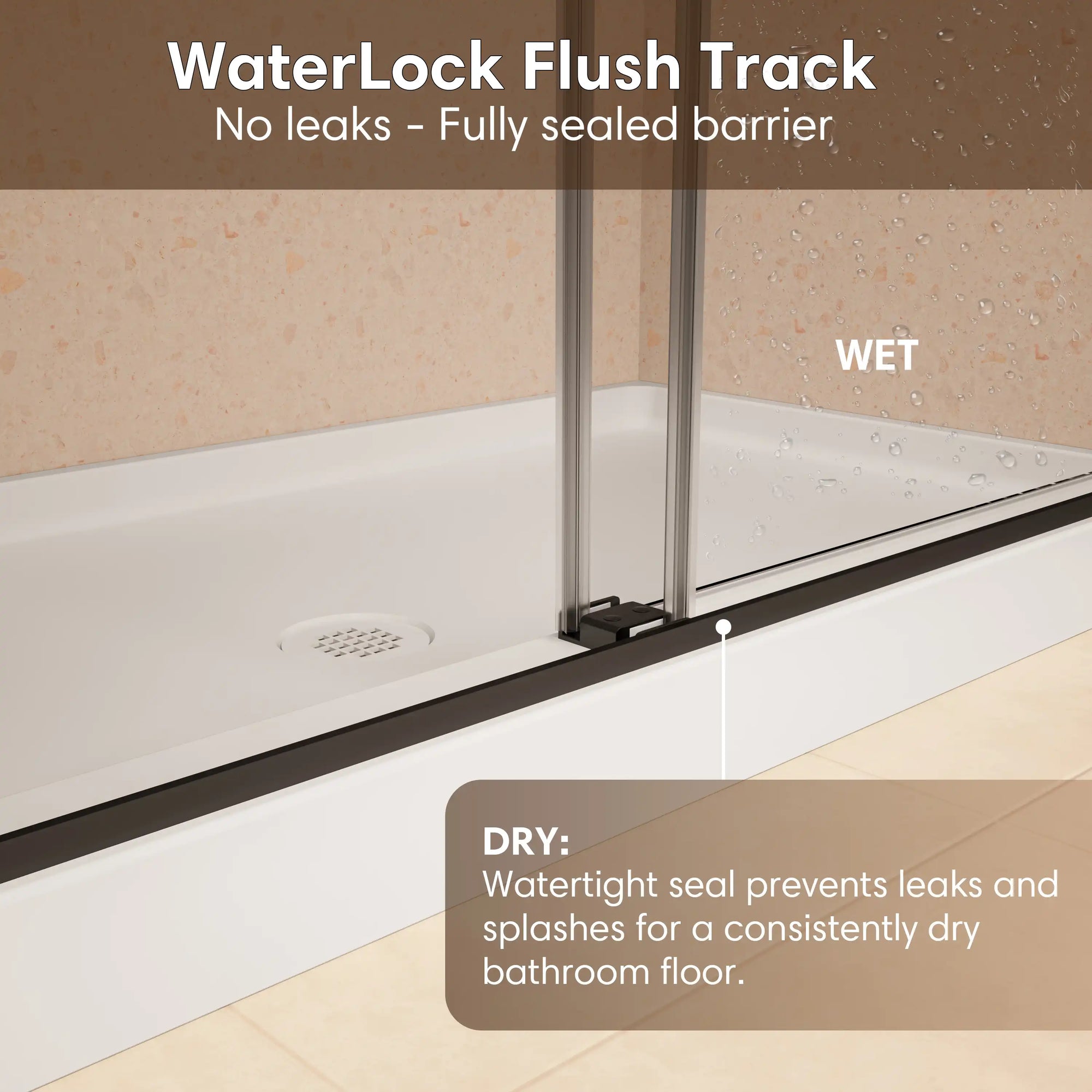 48&quot; x 74&quot; Black Frameless Double Sliding Shower Door with Soft-Close - Leak-Proof, Easy-Clean