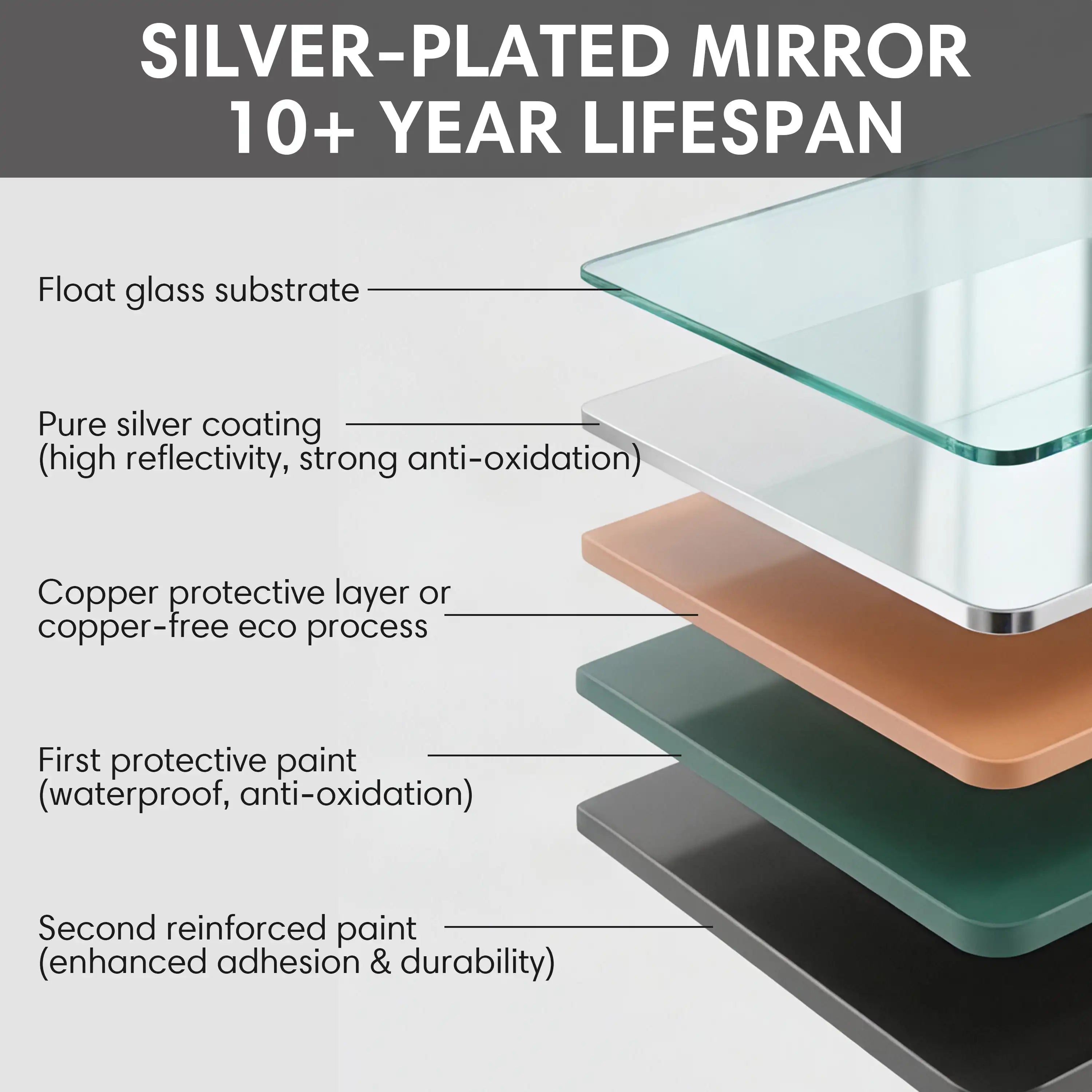 Durable silver-plated medicine cabinet mirror
