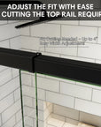 Adjustable width design up to 4 inches for 36 x 72 36 pivot shower door, no cutting top rail required | Ace Decor