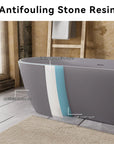 Stone Resin Freestanding Soaking Bathtub  color:Matte Gray