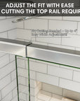 Adjustable top rail of pivot shower door allows up to 4-inch width adjustment with no cutting required | Ace Decor