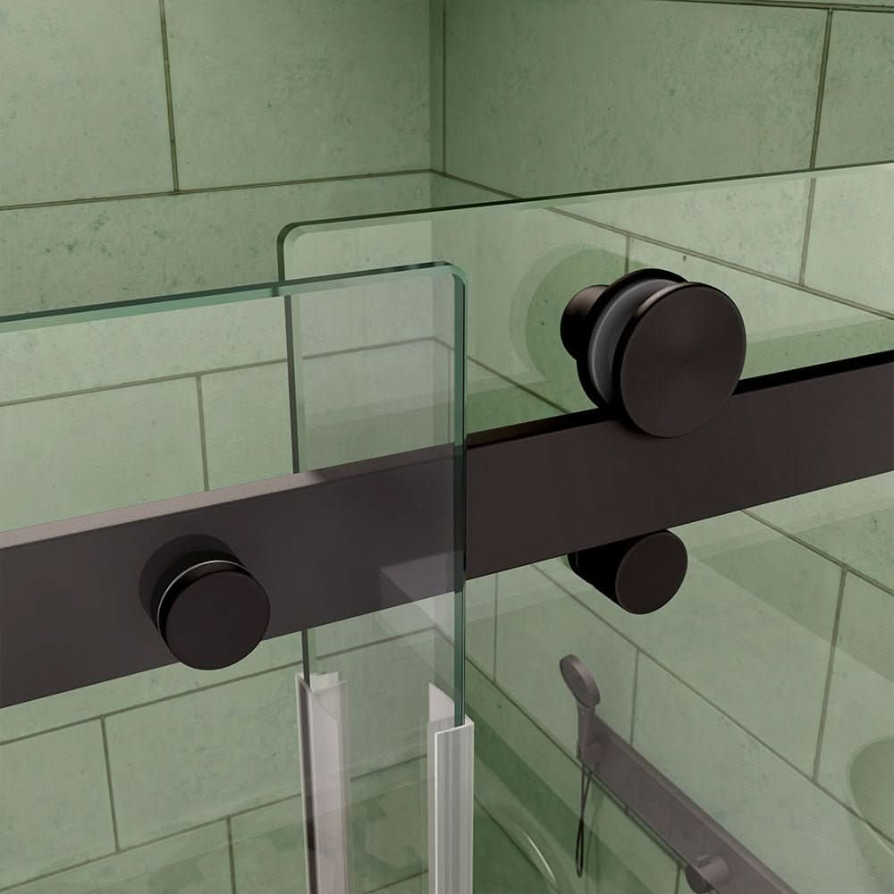 Frameless Bathtub Sliding shower Doors color:Matte Black