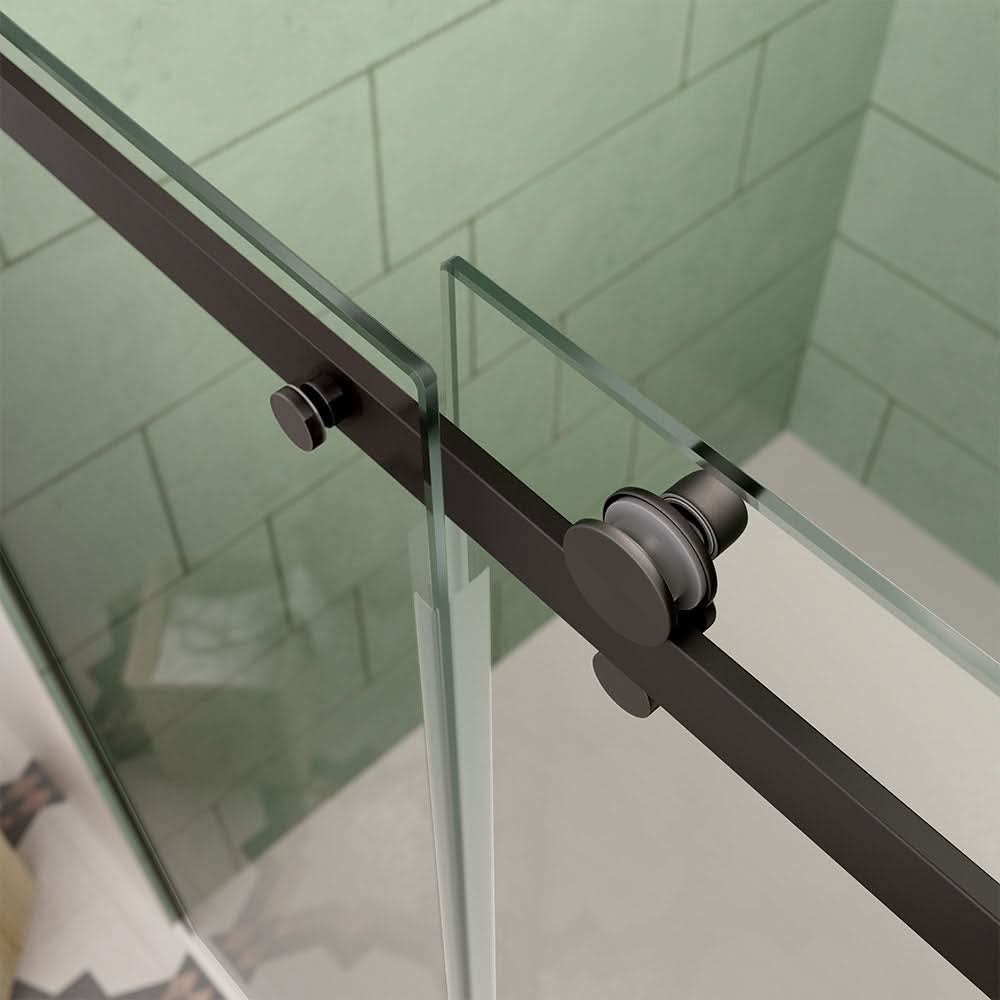 Frameless Bathtub Sliding shower Doors color:Matte Black