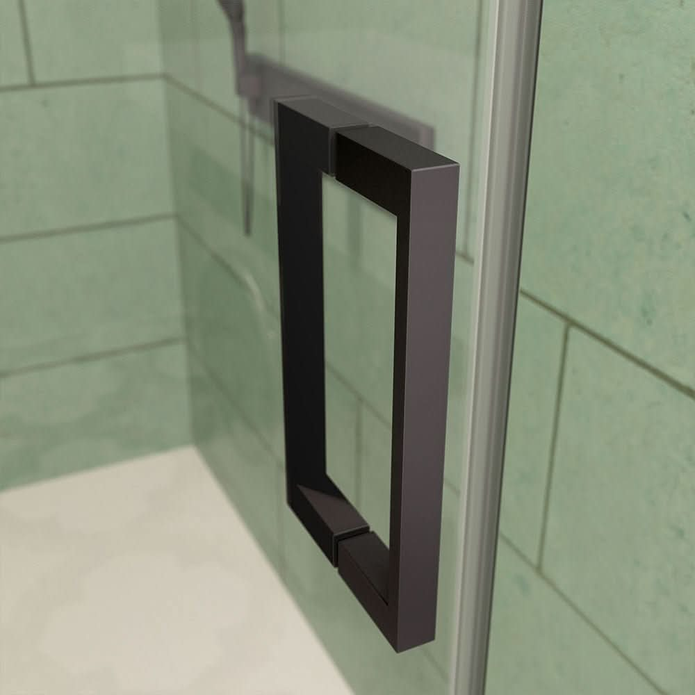 Frameless Bathtub Sliding shower Doors color:Matte Black