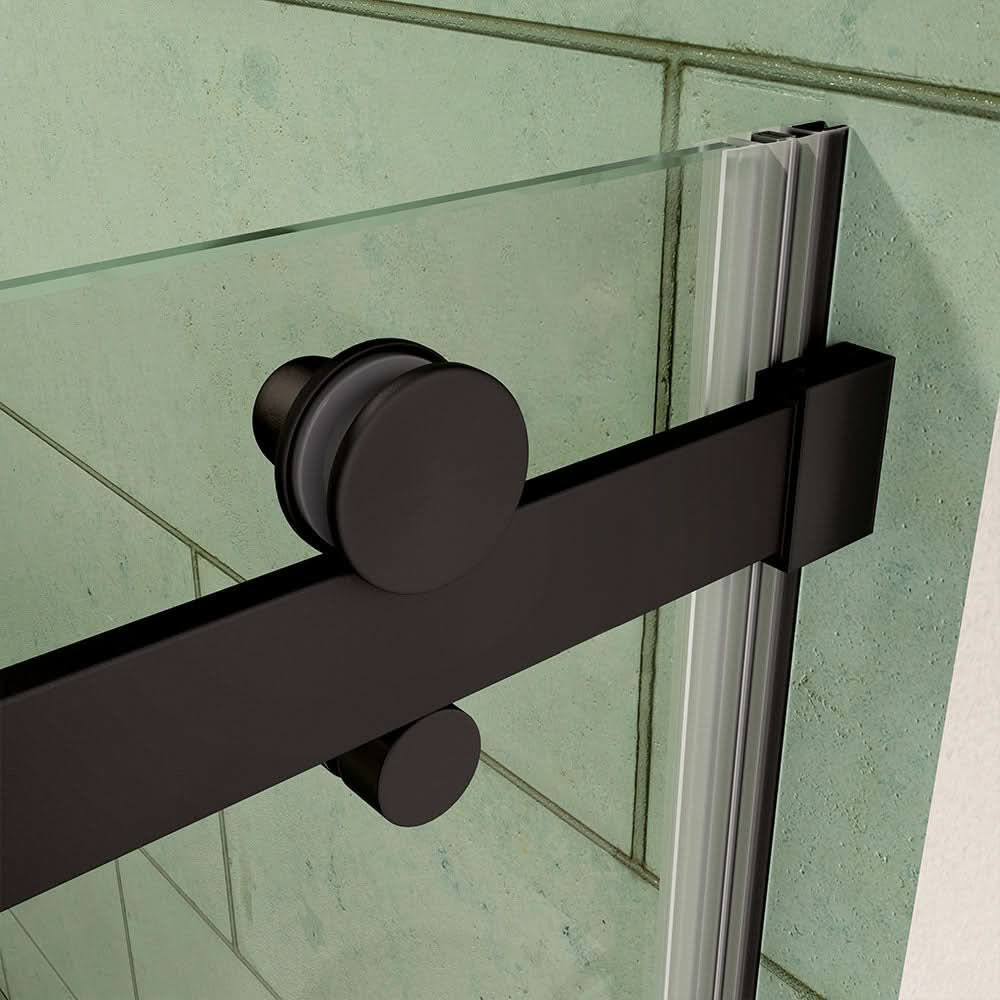 Frameless Bathtub Sliding shower Doors color:Matte Black