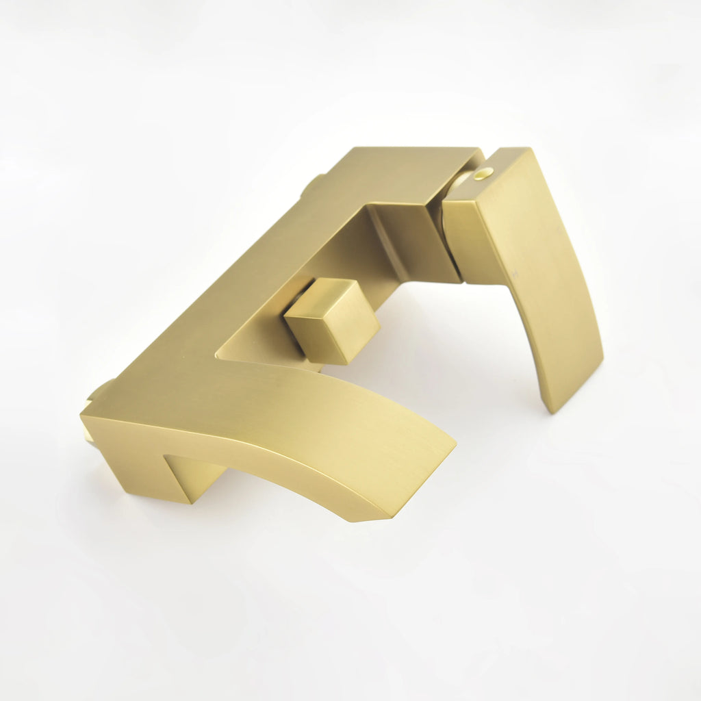 AURELIA Brushed Gold Wall-Mounted Bathtub Faucet close-up view.