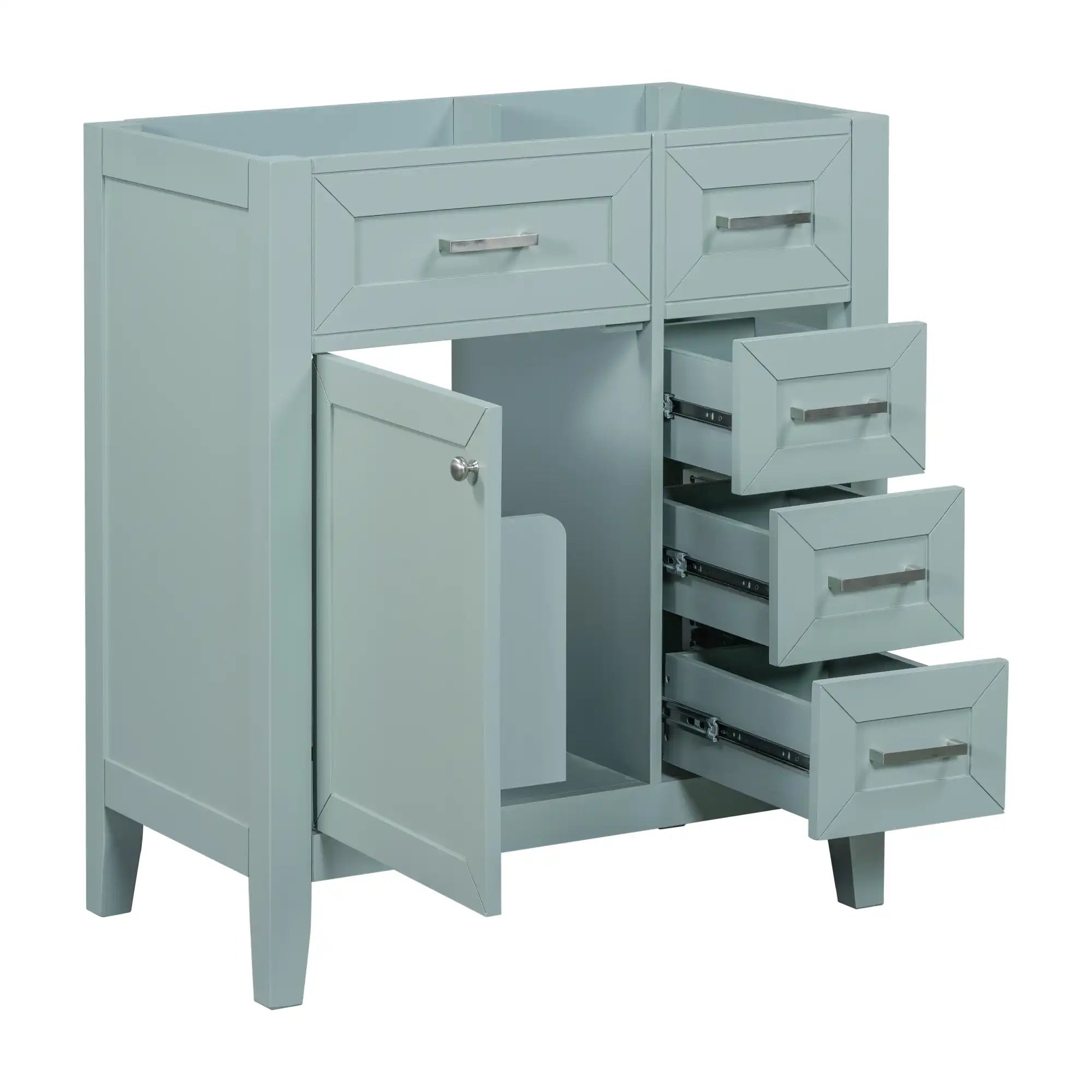 30" single freestanding bathroom vanity with open cabinet and drawers | Ace Decor