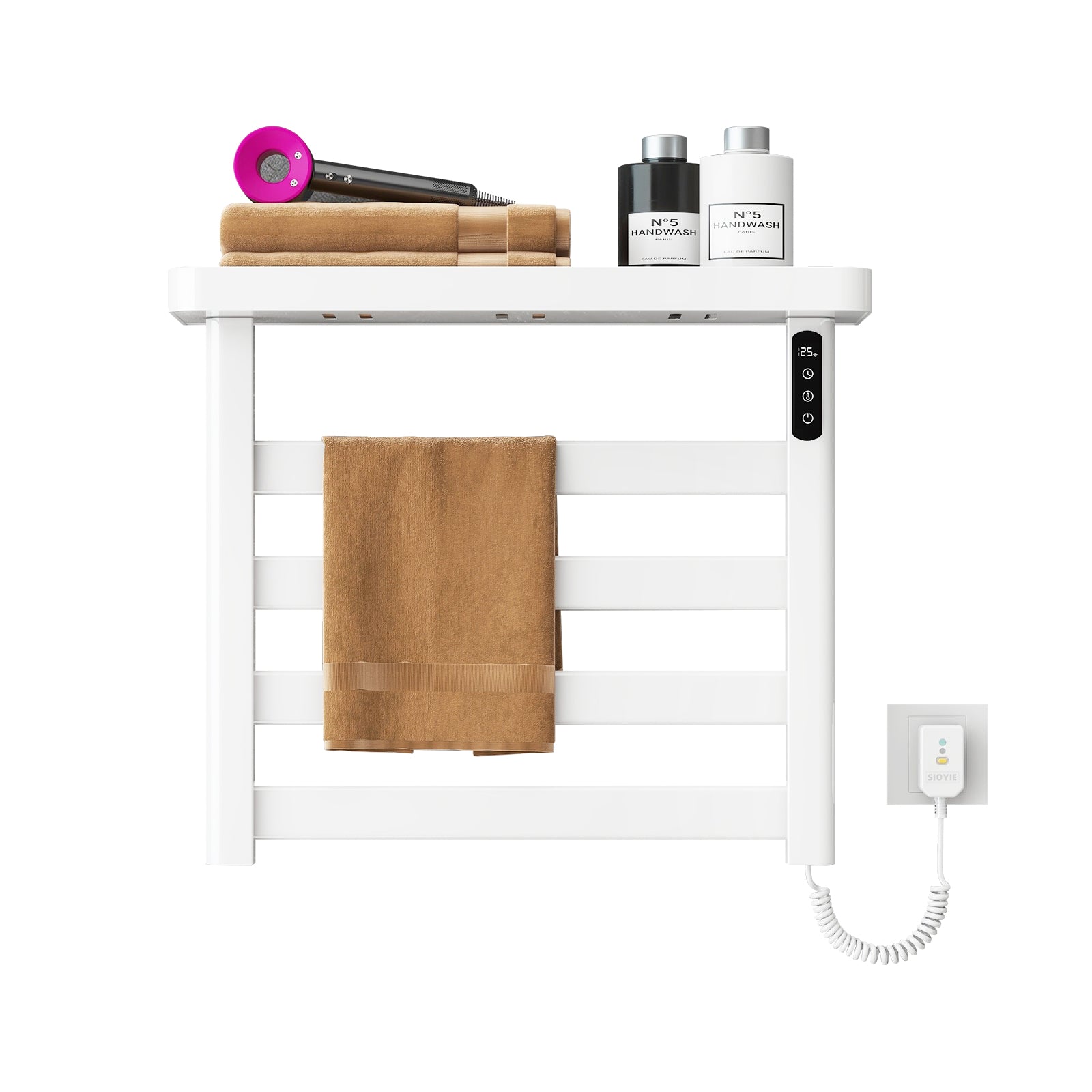 22" X 19" Smart Heated Towel Rack – Energy Efficient, Quick Drying, Safe & Stylish color: White