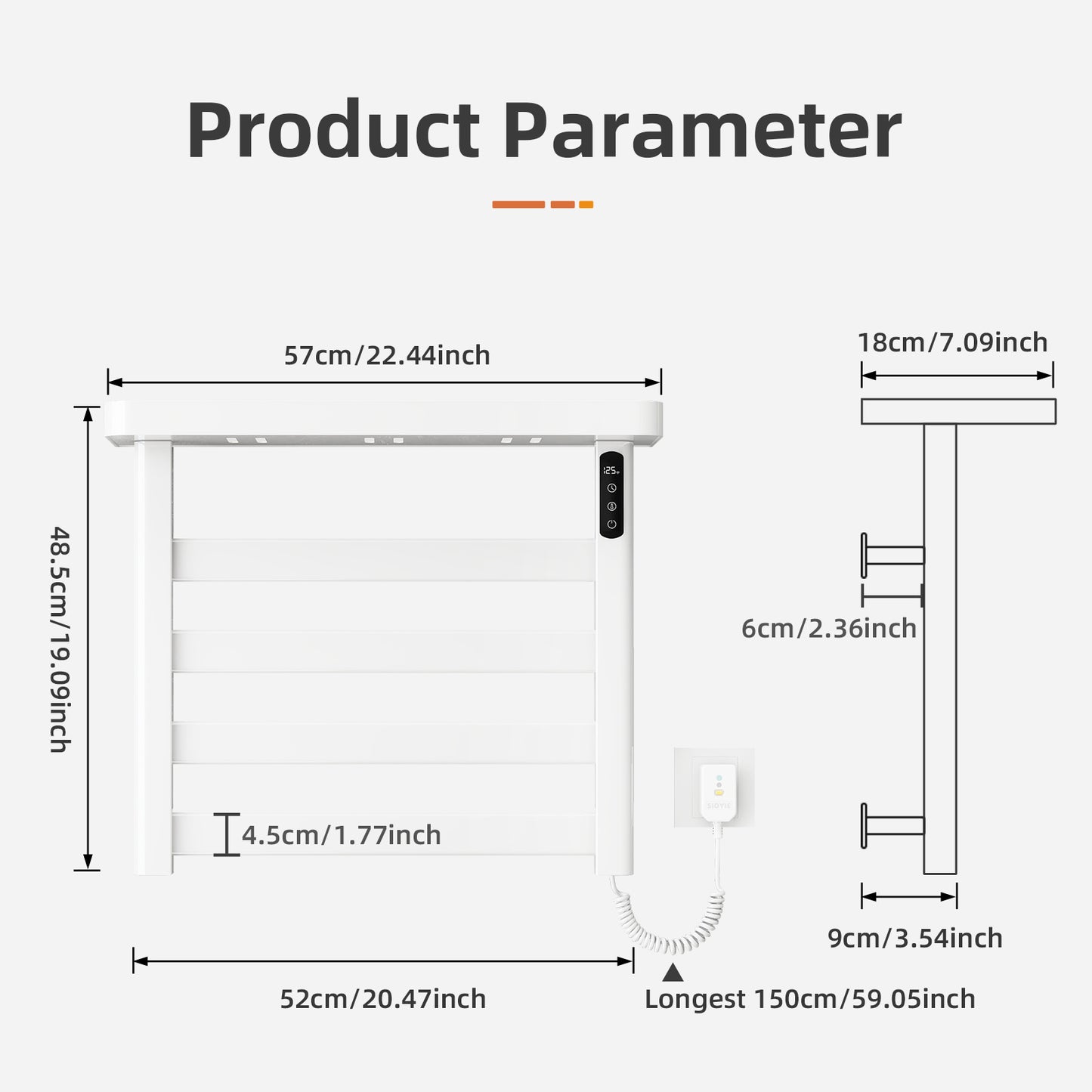 22" X 19" Smart Heated Towel Rack – Energy Efficient, Quick Drying, Safe & Stylish color: White