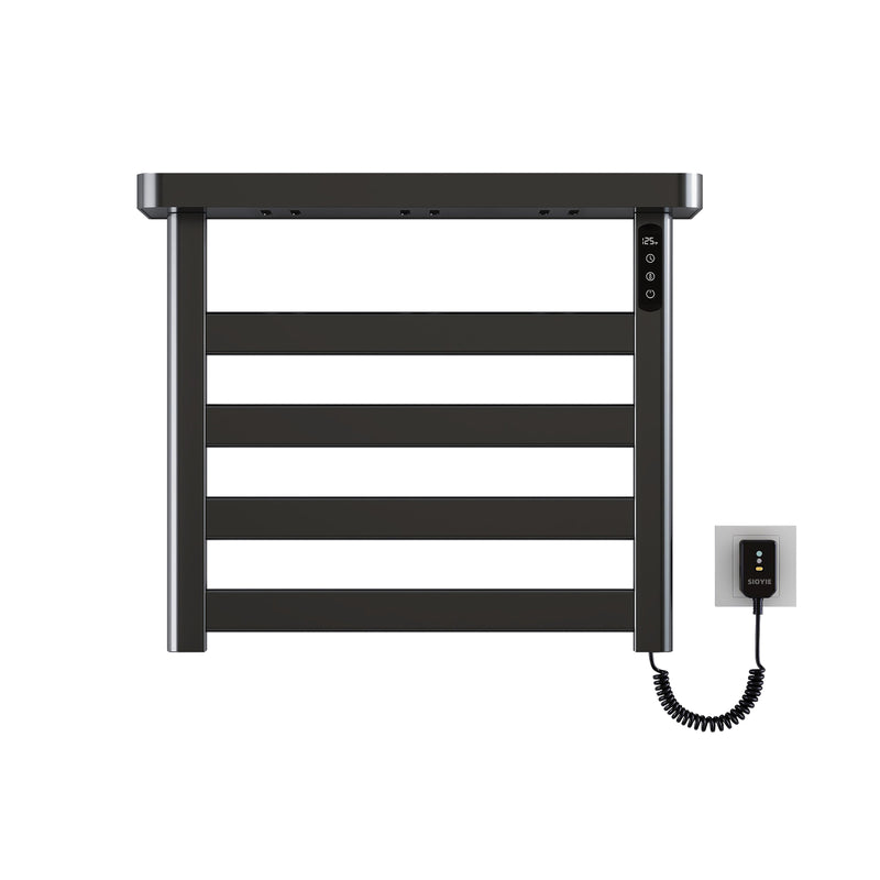 22" X 19" Matte Black Smart Heated Towel Rack – Quick-Dry, Energy Efficient, Safe