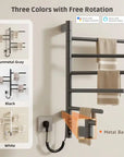 Gunmetal gray towel heater rack with 180° rotation and metal base, available in three colors | Ace Decor
