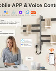 Velin Series 18" x 27" Smart Electric Towel Rack with 5 Rotating Flat Bars, LED Touch Control & Remote App – Gray