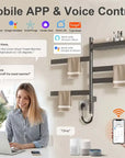 gray smart heated towel rack 18 x 30 with mobile app and voice control via Alexa and Google Assistant | Ace Decor