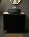 Astra Series 18" Oval Sculpted Resin Stone Vessel Basin - Onyx Black