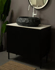 Astra Series 18" Oval Sculpted Resin Stone Vessel Basin - Onyx Black