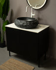 Astra Series 18" Oval Sculpted Resin Stone Vessel Basin - Onyx Black