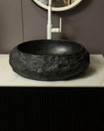 Astra Series 18" Oval Sculpted Resin Stone Vessel Basin - Onyx Black