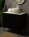 Astra Series 18" Oval Sculpted Resin Stone Vessel Basin - Marble White