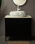 Astra Series 18" Oval Sculpted Resin Stone Vessel Basin - Marble White