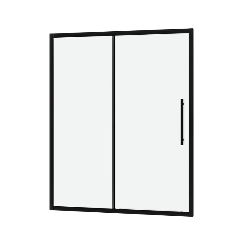 Brivio Series 54" x 72" Black Framed Single Sliding Shower Door - Magnetic Seal, 6mm Tempered Glass