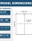 60" W x 74" H Frameless Bypass Shower Door