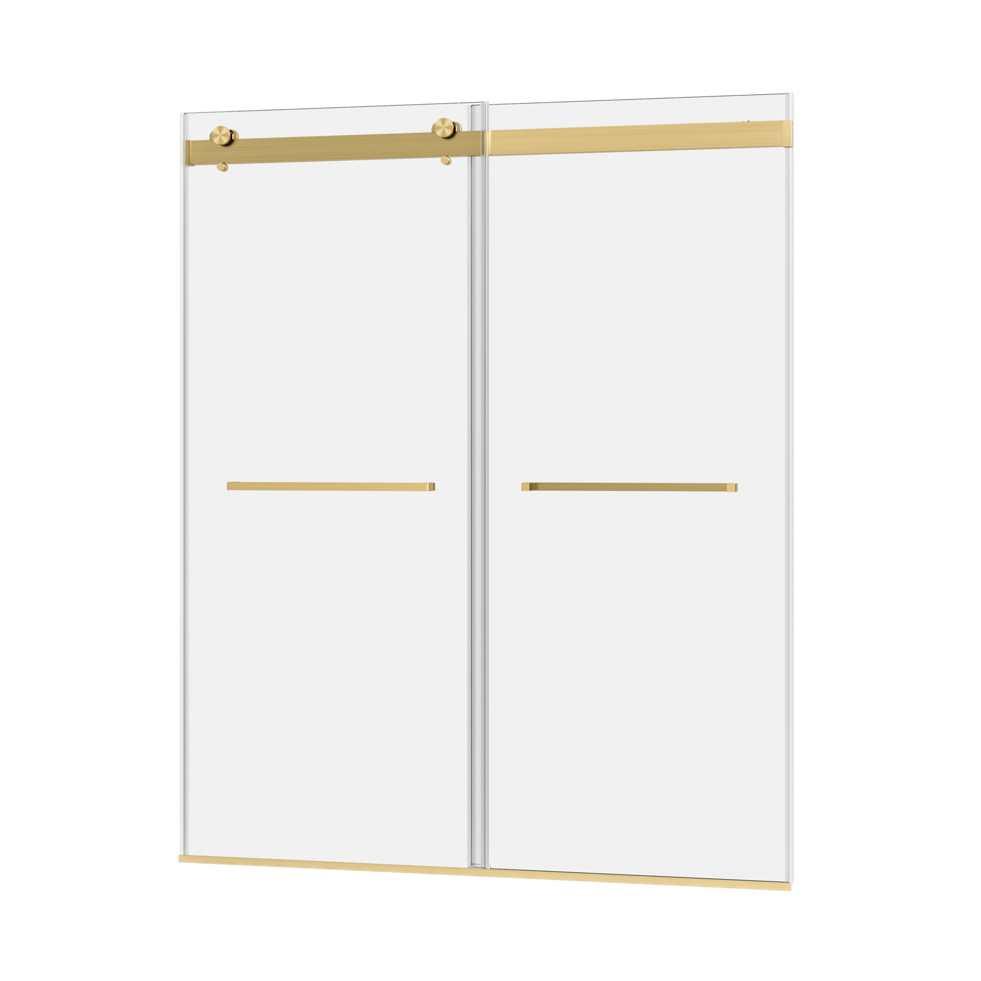 48'' x 74'' Brushed Gold Frameless Double Sliding Shower Door with Soft-Close - Leak-Proof, Easy-Clean