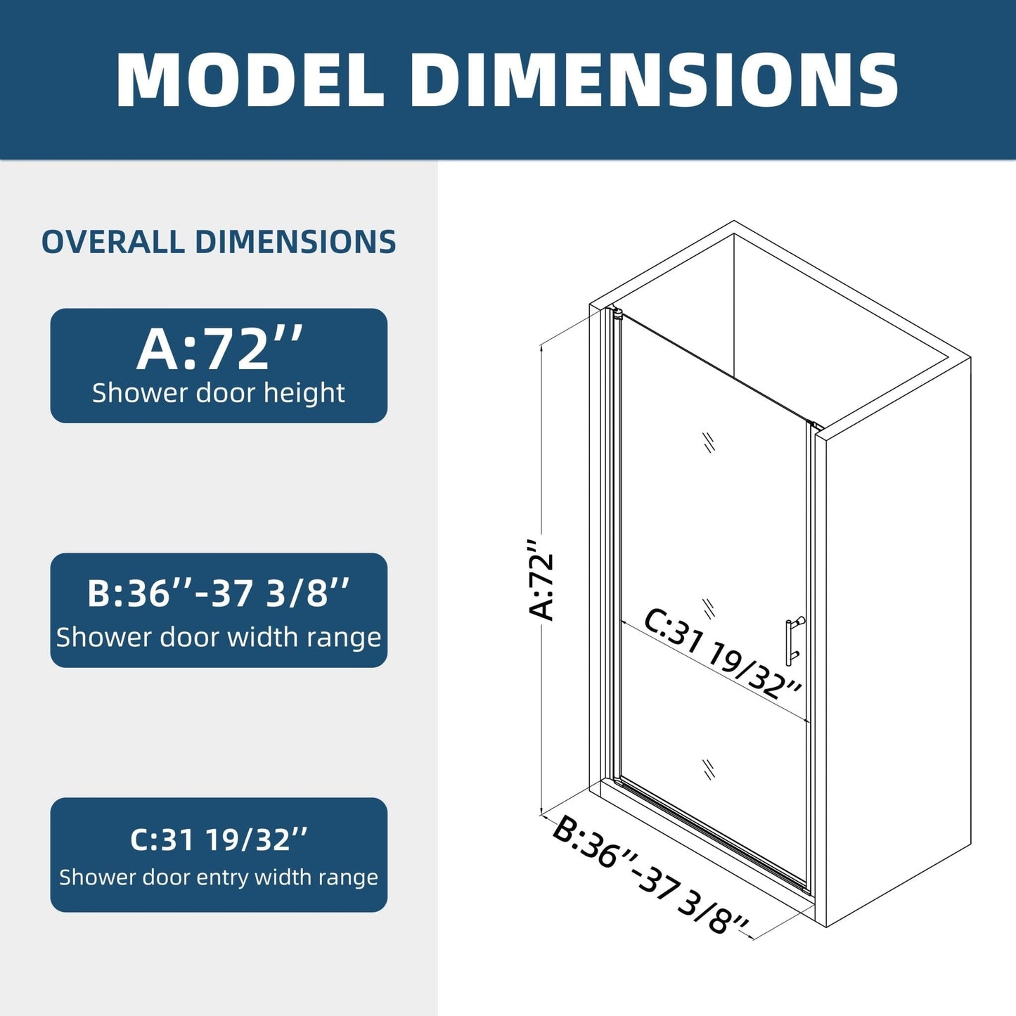 framed pivot glass shower doors color:Matte Black