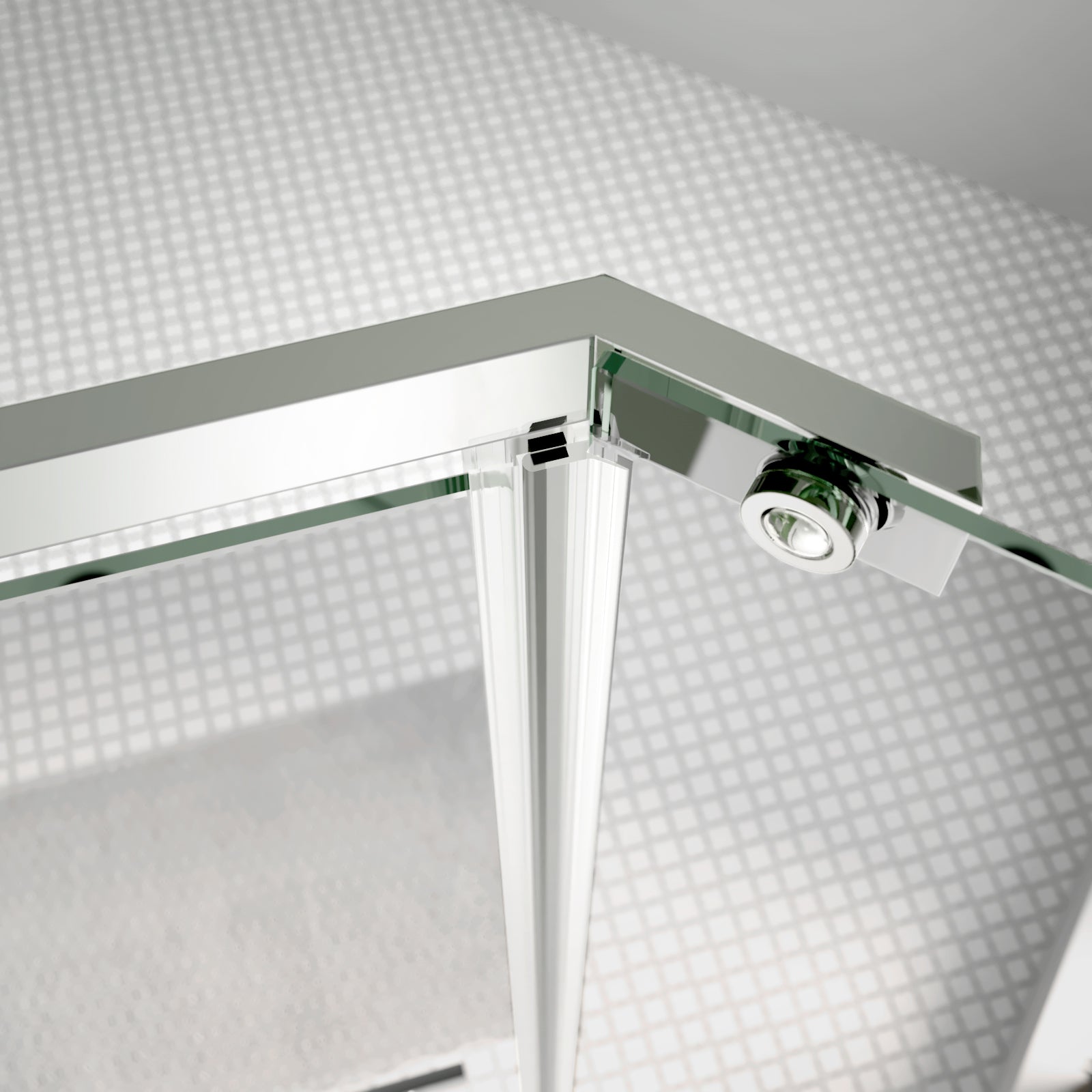 Frameless Neo-Angle Shower Enclosure color:chrome