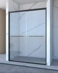 Montra-Plus Series 60" x 70" Matte Black Framed Double Sliding Shower Doors - 4'' Adjustable Fit