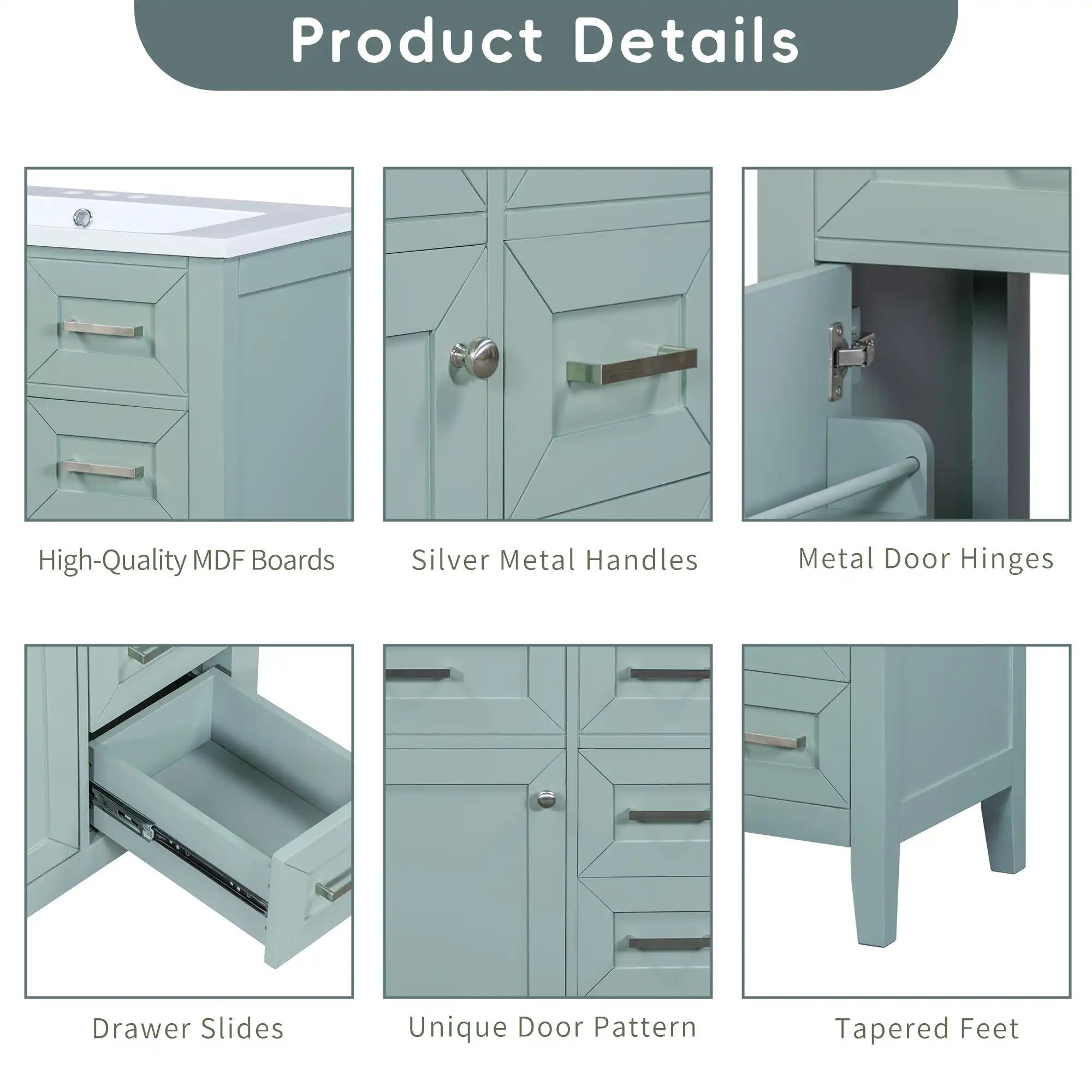 30" single freestanding bathroom vanity with smooth gliding drawers | Ace Decor