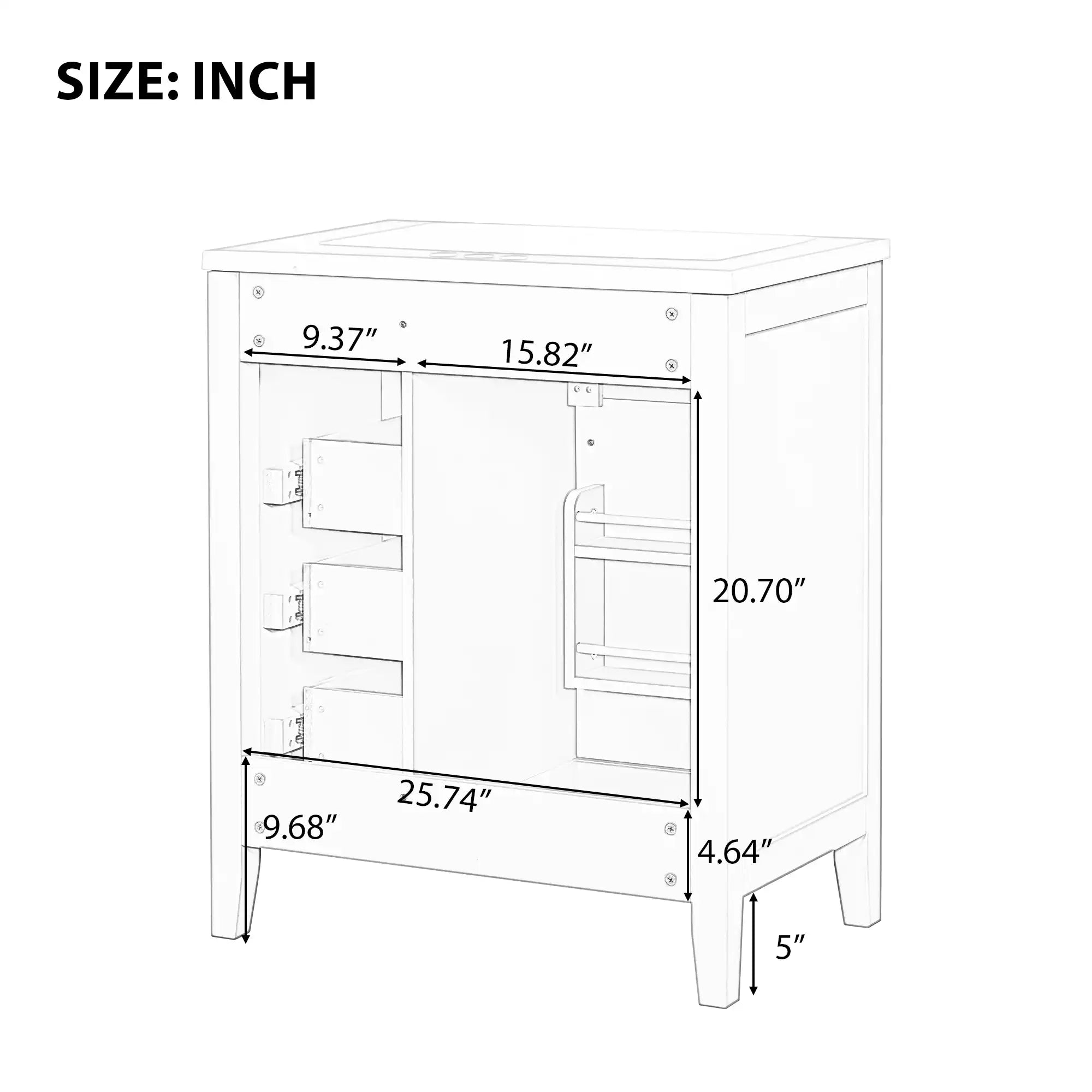30" single freestanding bathroom vanity with high-quality painted finish and solid wood frame | Ace Decor