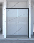 Montra-Plus Series 60" x 70" Matte Black Framed Double Sliding Shower Doors - 4'' Adjustable Fit