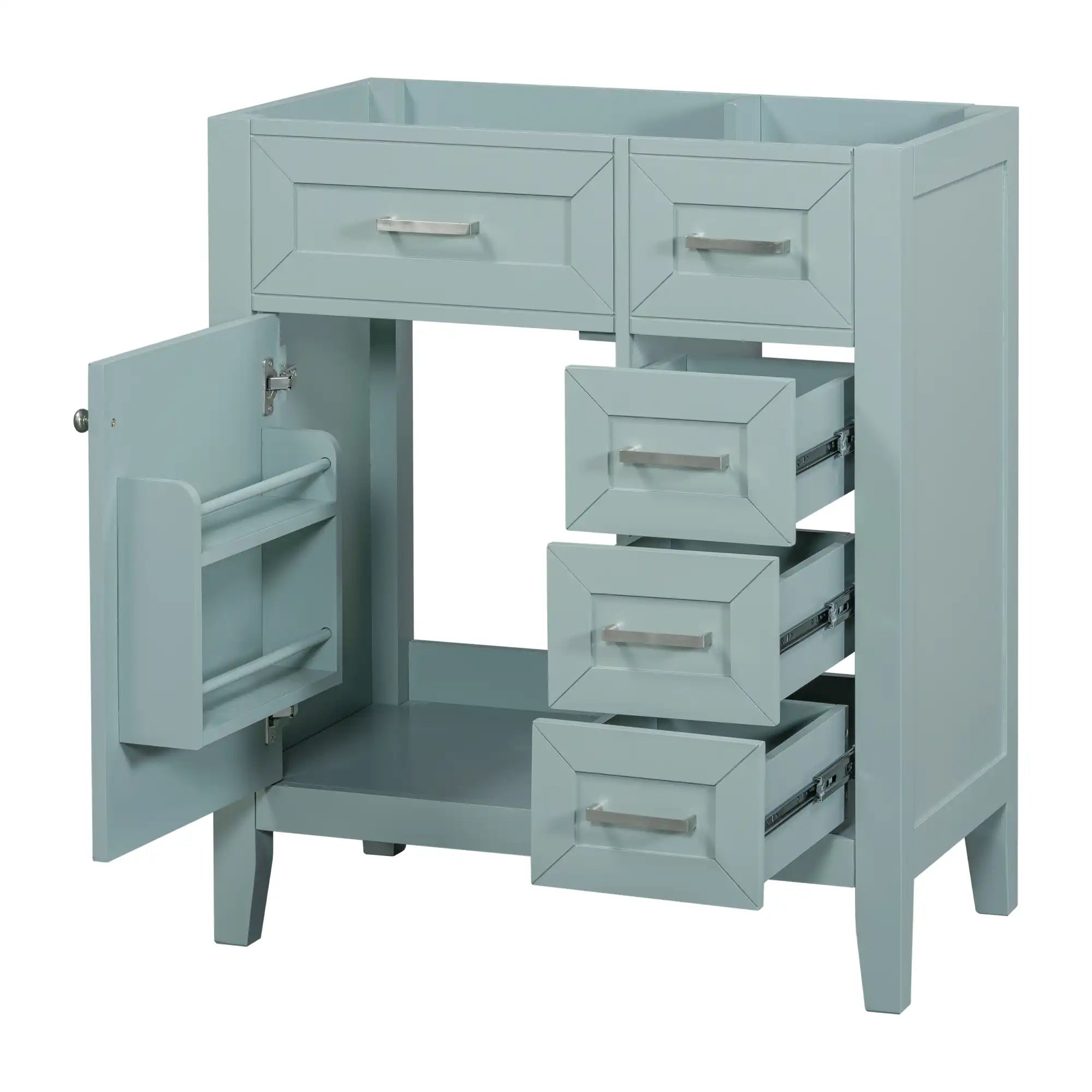 30" single freestanding bathroom vanity with open drawers and cabinet | Ace Decor